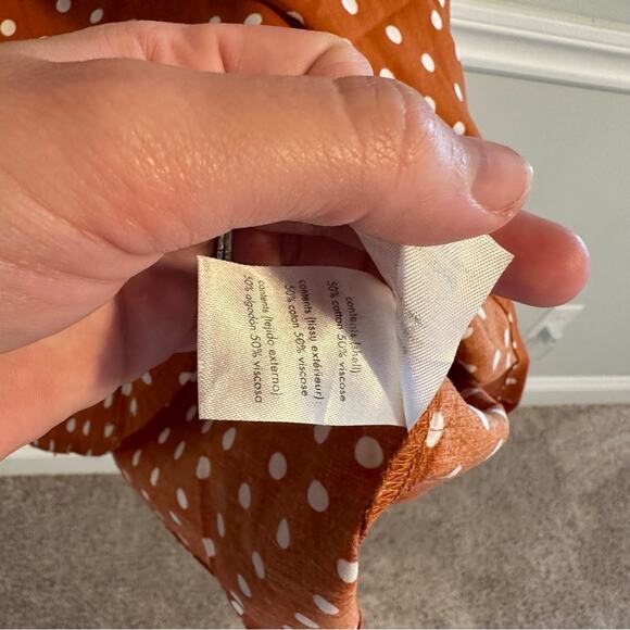 WeWoreWhat Orange White Polka Dot Mini Dress Large - Picture 7 of 11